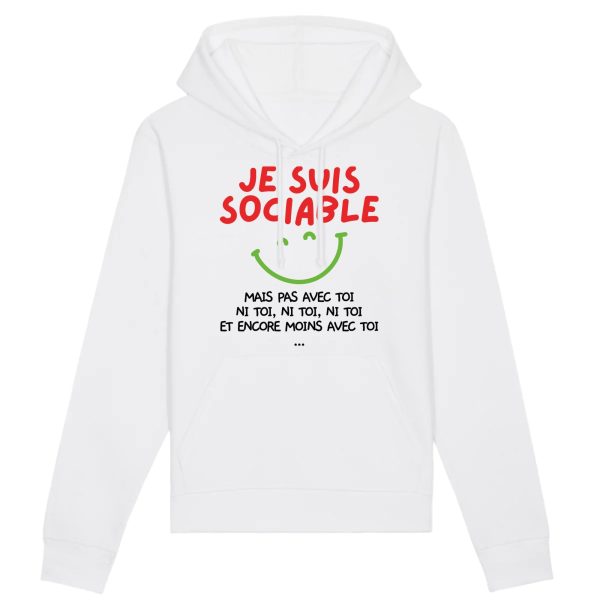 Sweat Capuche Adulte Je suis sociable mais pas avec toi