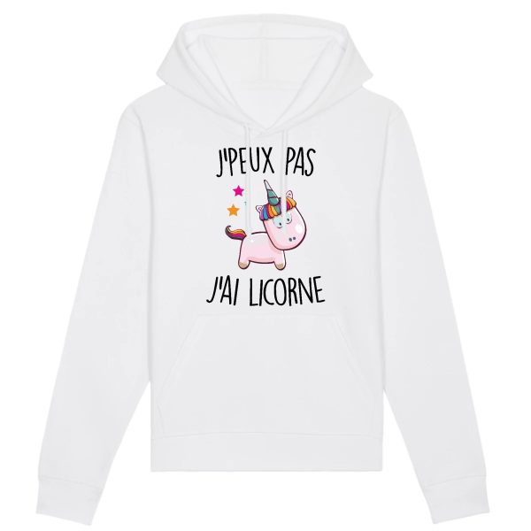 Sweat Capuche Adulte J’peux pas j’ai licorne