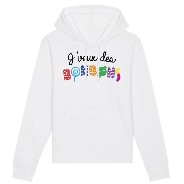 Sweat Capuche Adulte J’veux des bonbons