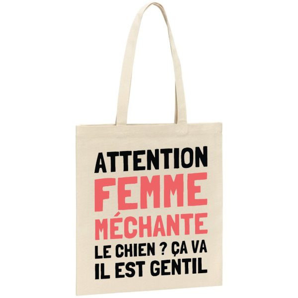 Tote bag Attention femme mechante