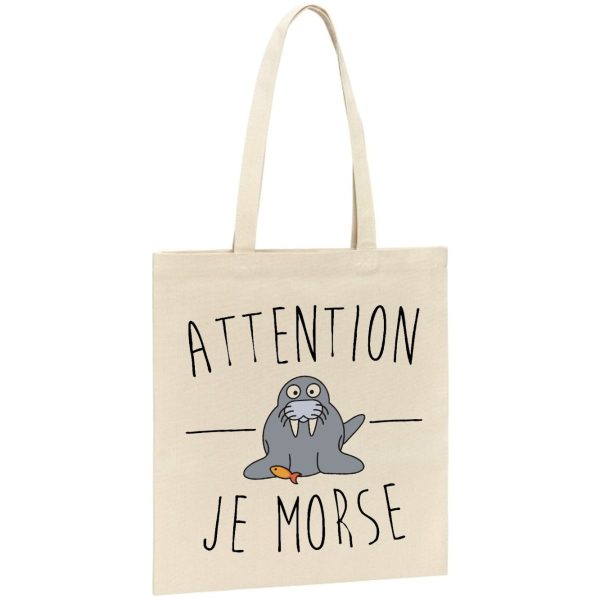 Tote bag Attention je mords