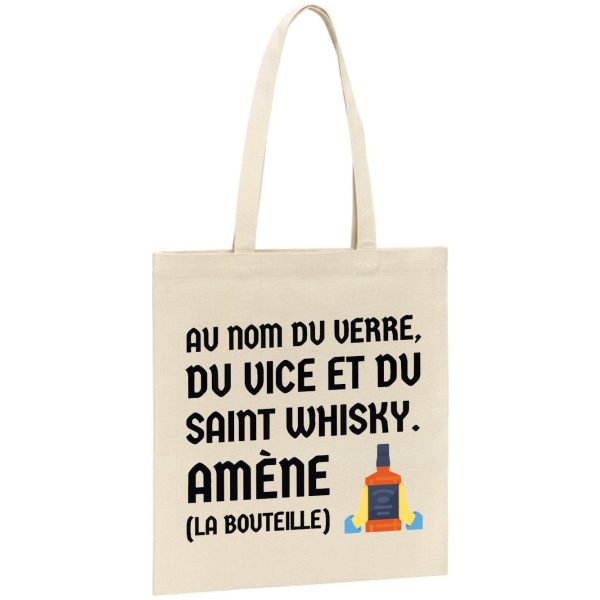 Tote bag Au nom du verre du vice et du saint whisky