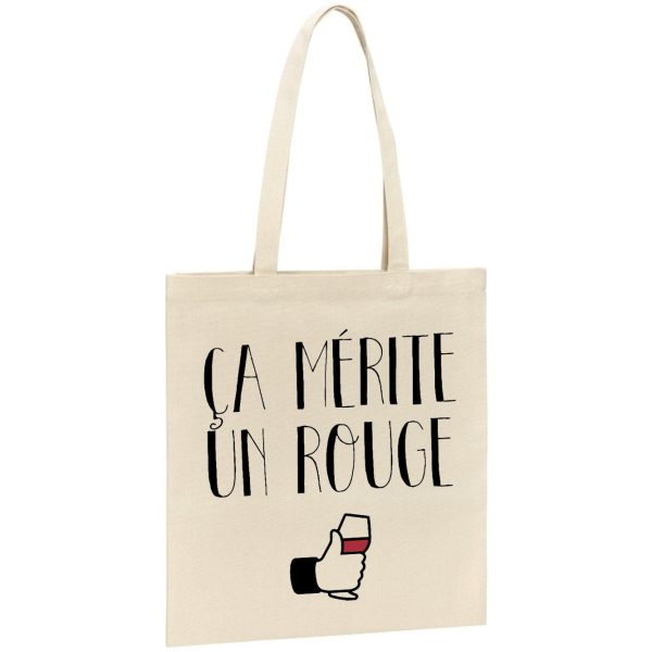 Tote bag Ca merite un rouge