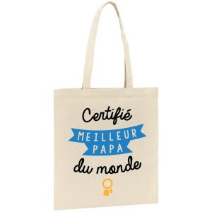 Tote bag Certifie meilleur papa du monde