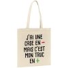 Tote bag J’ai une case en moins