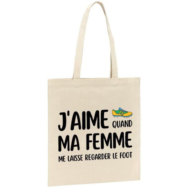 Tote bag J’aime quand ma femme me laisse regarder le foot