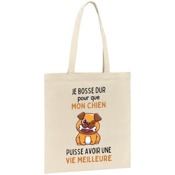 Tote bag Je bosse dur pour mon chien