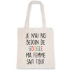 Tote bag Je n’ai pas besoin de Google