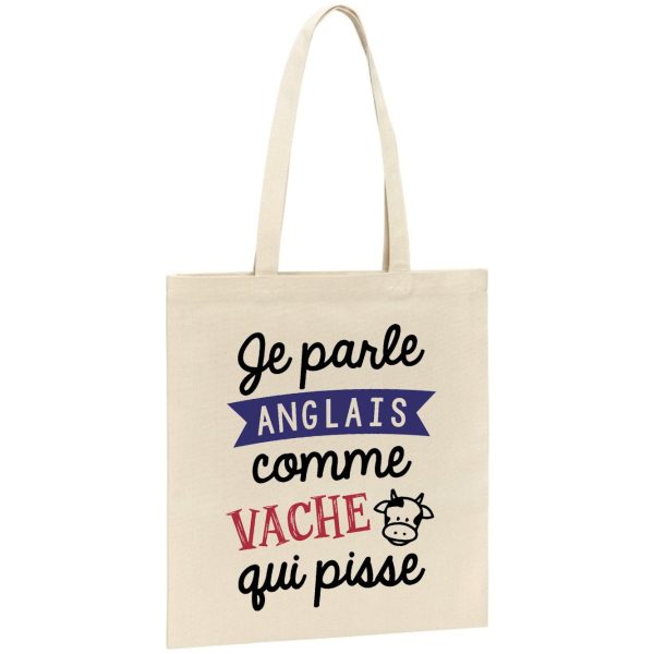 Tote bag Je parle anglais comme vache qui pisse