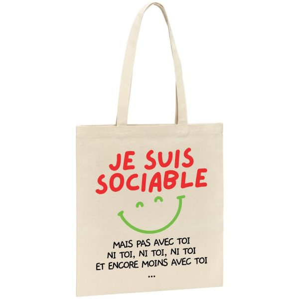 Tote bag Je suis sociable mais pas avec toi