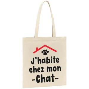 Tote bag J’habite chez mon chat