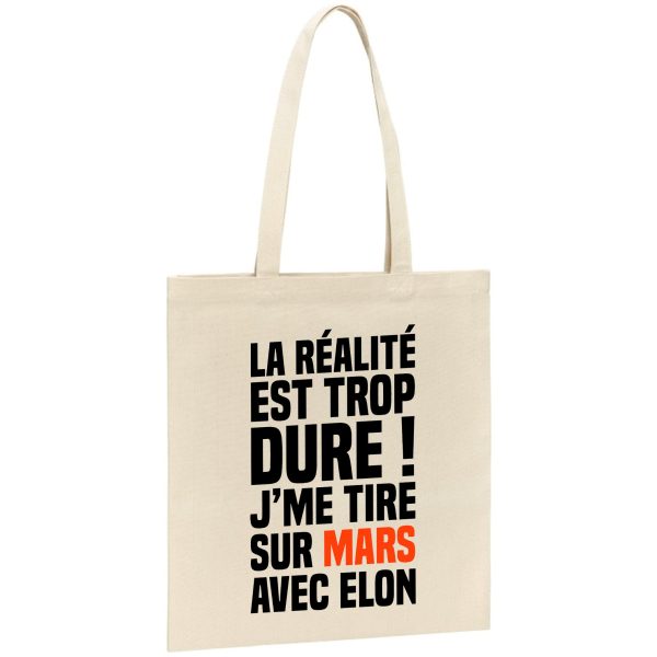 Tote bag J’me tire sur Mars avec Elon