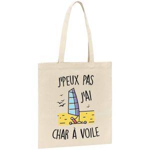 Tote bag J’peux pas j’ai char a voile