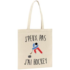 Tote bag J’peux pas j’ai hockey