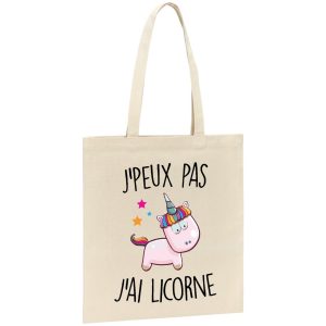 Tote bag J’peux pas j’ai licorne