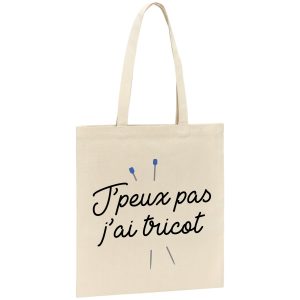 Tote bag J’peux pas j’ai tricot