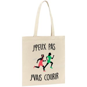 Tote bag J’peux pas j’vais courir
