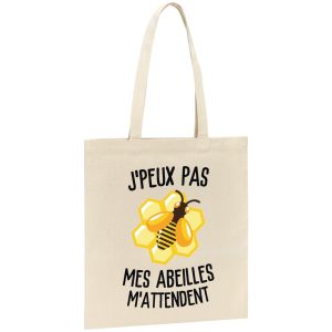 Tote bag J’peux pas mes abeilles m’attendent