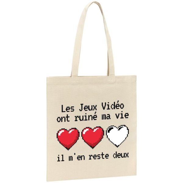 Tote bag Les jeux video ont ruine ma vie il m’en reste deux