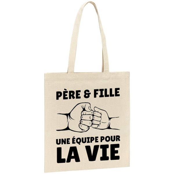 Tote bag Pere et fille une equipe pour la vie