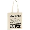 Tote bag Pere et fils une equipe pour la vie