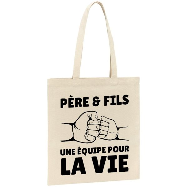 Tote bag Pere et fils une equipe pour la vie