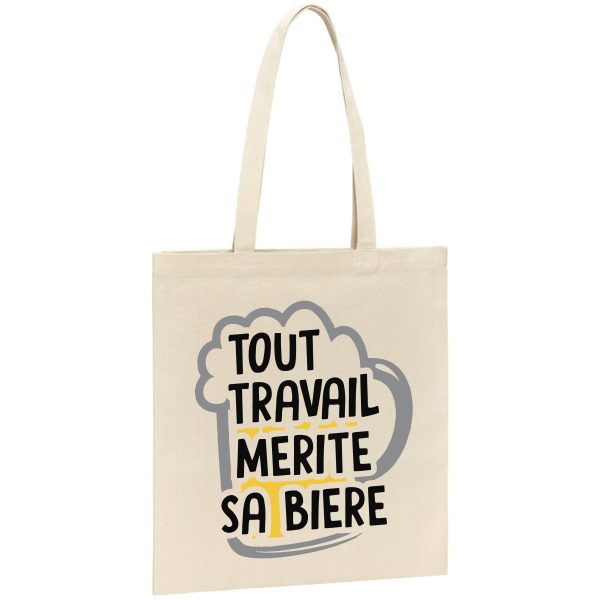 Tote bag Tout travail merite sa biere