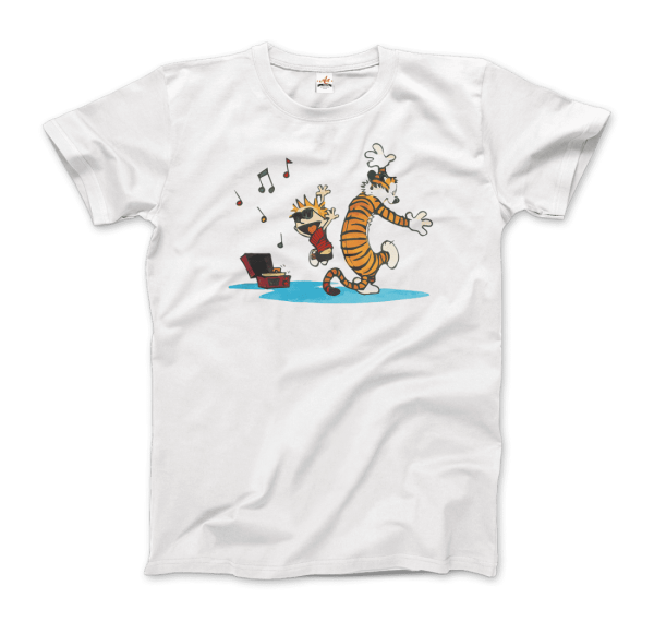 Calvin and Hobbes Dancing with Record Player T-Shirt