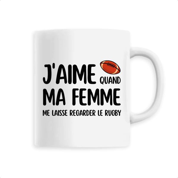 Mug J’aime quand ma femme me laisse regarder le rugby