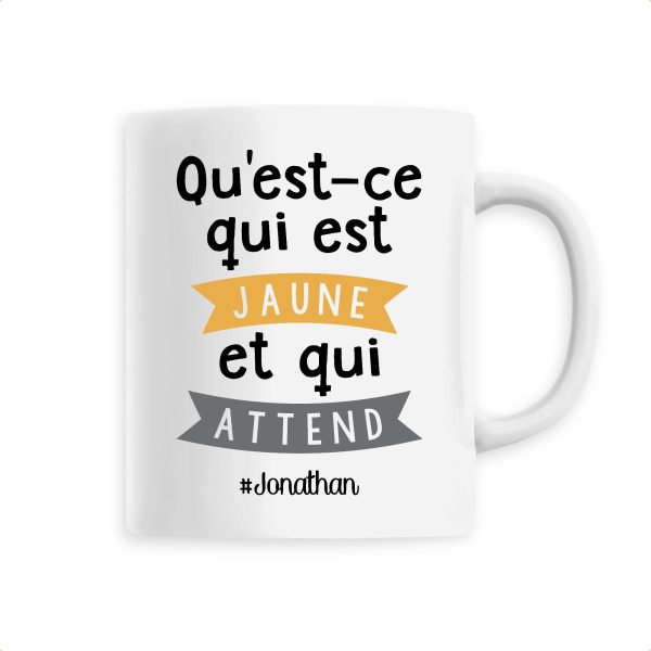 Mug Qu’est-ce qui est jaune Jonathan