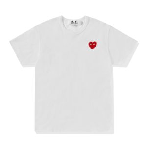 PLAY Rhinestone Emblem Red Heart T Shirt 1