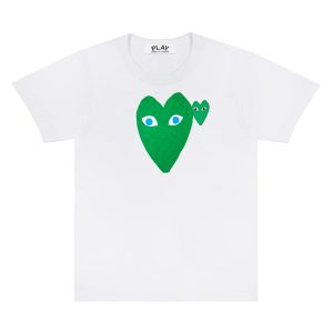 PLAY T-Shirt Large Green Heart with Blue Eyes