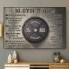 10 Gym Rules Barbell Standard Weightlifting Workout Gymers Canvas Poster