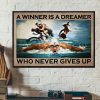 A Winner Is A Dreamer Who Never Gives Up Athletes Running Swimming Biking Canvas Poster