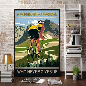 A Winner Is A Dreamer Who Never Gives Up Cyclist Canvas Poster