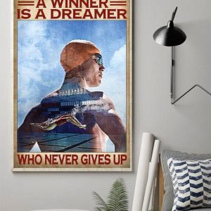 A Winner Is A Dreamer Who Never Gives Up Swimming Boy Sky Canvas Poster