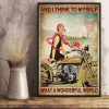 And I Think To Myself What A Wonderful World Lady Girl Sitting On Motorcycle Enjoying Canvas Poster