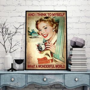 And I Think To Myself What A Wonderful World Smiling Girl Canvas Poster