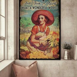 And I Think To Myself What A Wonderful World Vintage Lady With Flowers Canvas Poster