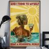 And I Think To Myself What A Wonderful World Young Lady Girl Enjoying The Sun Swimming Pool Canvas Poster