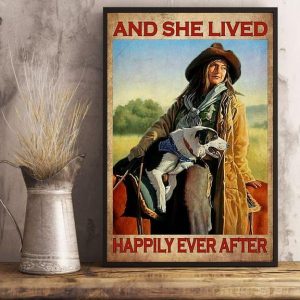 And She Lived Happily Ever After Girl And Dog Canvas Poster
