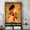 And She Lived Happily Ever After Girl Holding Roller Skates Canvas Poster
