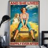 And She Lived Happily Ever After Happy Lady Girl Sitting On Straw With Dog Canvas Poster