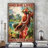 And She Lived Happily Ever After Hawaii Girl Surfing Board Canvas Poster