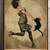And She Lived Happily Ever After Lady Girl Playing With Black Cat Canvas Poster