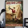 And She Lived Happily Ever After Red Shirt Woman Holding Fish Besides The Tent Canvas Poster