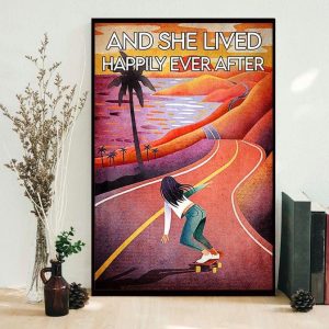 And She Lived Happily Ever After Skating Girl Canvas Poster