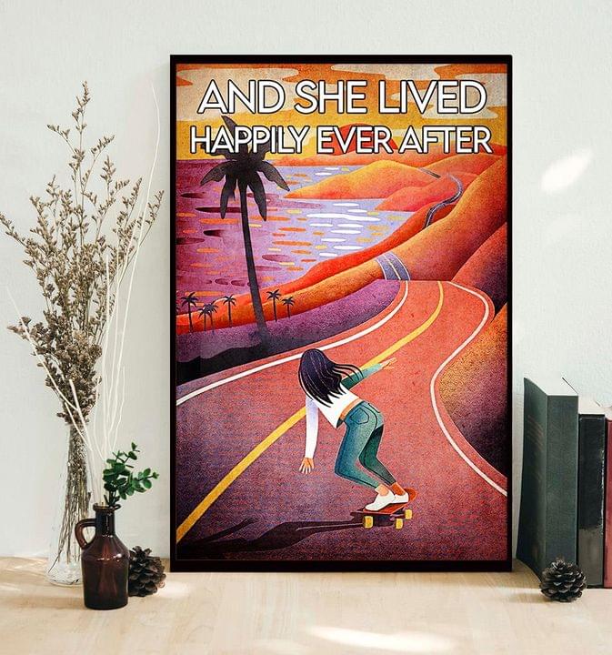 And She Lived Happily Ever After Skating Girl Canvas Poster And She Lived Happily Ever After Skating Girl Canvas Poster