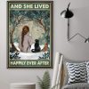 And She Lived Happily Ever After Young Lady Girl Drinking Enjoying Snow With Black Cat Canvas Poster