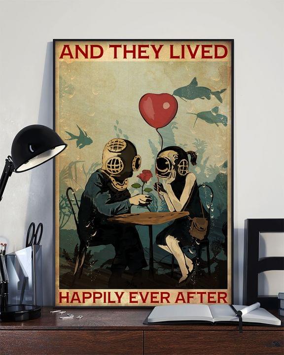 And They Lived Happily Ever After Dating In Sea Scuba Divers Fishes Canvas Poster And They Lived Happily Ever After Dating In Sea Scuba Divers Fishes Canvas Poster